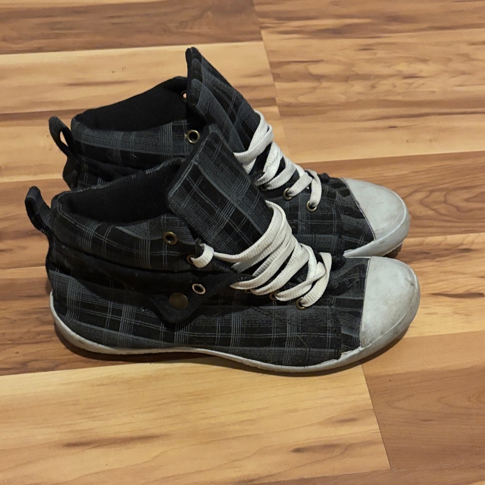 Unsensored Black Plaid High-Top Sneakers
